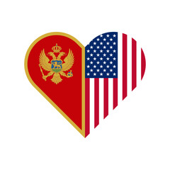 unity concept. heart shape icon of montenegro and united states flags. vector illustration isolated on white background