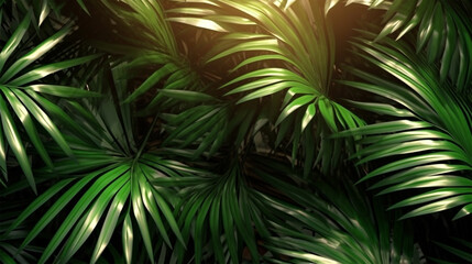 Fototapeta na wymiar Palm leaf shadow overlay effect. Background with tropical leaves shadows for mockup or wallpaper. 3d rendering. Generative Ai.