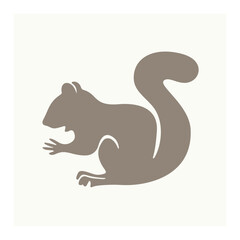 Isolated squirrel silhouette in vector. Flat style.