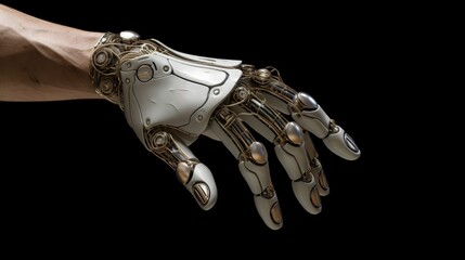 Robotic hand, futuristic and technological concept, digital illustration. Generative AI