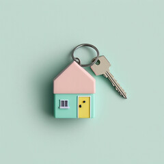 Ai generated illustration pastel color model house keyring
