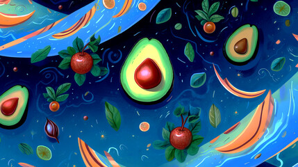 Obraz na płótnie Canvas Avocado Universe: Abstract Extraterrestrial Landscapes