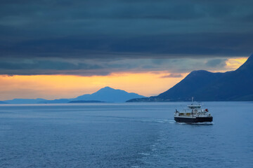 Fototapeta premium Ferry boat at the Norwegian coast