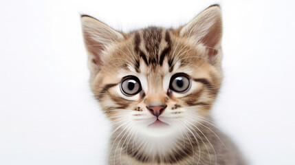 Portrait of a kitten on a white background