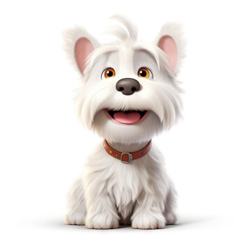 Cute West Highland White Terrier - Cartoon dog illustration - Generative AI, AI generated