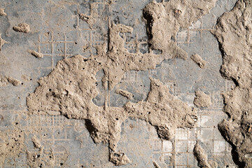 Cracked and abstract grunge texture. Aged material surface backdrop. Weathered effect pattern. Old and dirty background.