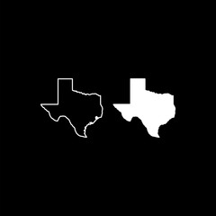 Black solid icon for texas country map region icon isolated on black background 