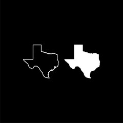 Black solid icon for texas country map region icon isolated on black background 