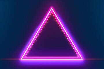 3d render, abstract fantasy background. Unique futuristic wallpaper with a triangular geometric shape glowing with pink red neon light, colorful, generate ai