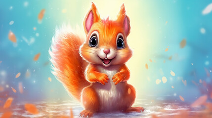 Adorable little cartoon squirrel - generative AI, AI generated