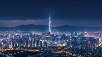 Fototapeta premium Skyline of Seoul city at night time