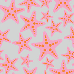 Fototapeta na wymiar Seamless vector starfish pattern.