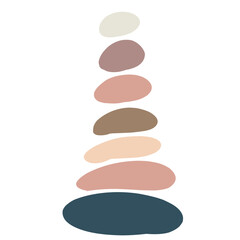 Meditation stones flat vector illustration. Abstract pyramid stone shape isolated on white background. Color image of stacked pebbles. Cool print, t-shirt design element. Zen balance and concentration