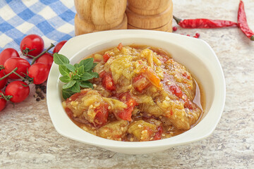 Caucasian Mangal salad with baked vegetables