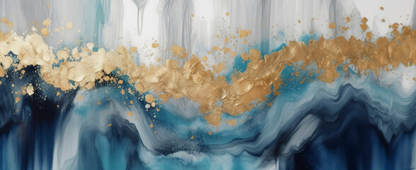 3d abstract marble wallpaper for wall decor. Resin geode and abstract art, functional art, like watercolor geode painting. golden, blue, turquoise, and gray background, generate ai