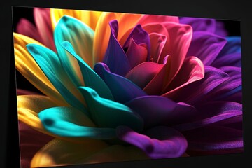 3d colorful flower. for canvas print interior wall decor, generate ai