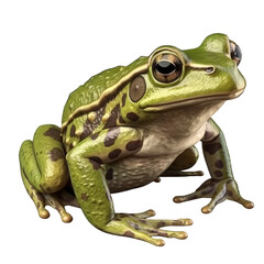 A green frog sitting on a black background with transparent and isolated png format. Generative AI