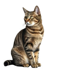 A sitting cat on a transparent background. Generative AI