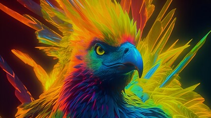 Obraz premium Neon watercolour portrait of a thunderbird