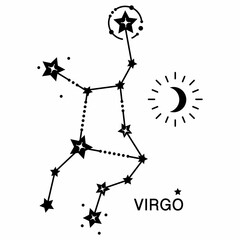 Zodiac signs illustration. Virgo sign. Isolated on white background.