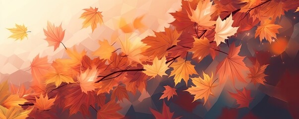 Abstract Background with Autumn Leaves in Rich Orange Generative AI illustrations