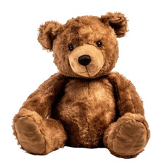 A sitting brown teddy bear on a transparent background. Generative AI