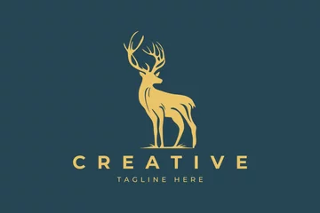 Deurstickers Deer Head Logo Design. Deer Logo Vector illustration. Stylized geometric shape deer logotype. © AndhikaRff