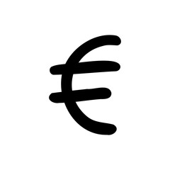 Simple currency money finance sign icon Euro. Vector illustration in hand made cartoon doodle style isolated on white background. For logo, business, presentation.