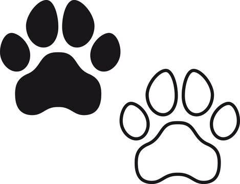 Dog, Puppy, Cat Paw Silhouette. Icons set. Tags. I love My Dog. Dog mom.