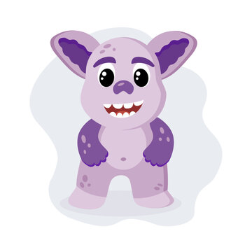 Cute purple color monster character, vector illustration