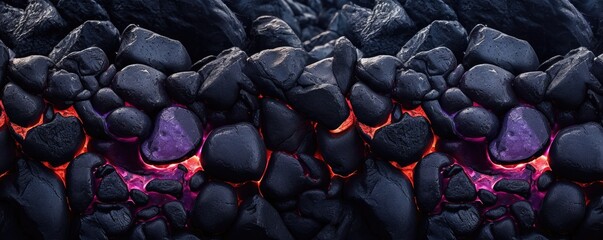 a Abstract Horizontal background, flowing orange lava around black rocks with purple colors. Lava Flow, dark matter. Liquid flow texture. Fluid art, Abtract-themed, photorealistic illustrations in JPG
