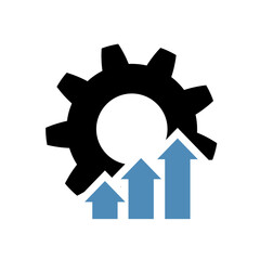 Operational excellence icon in flat style. Production growth symbol in black. Operation or process sign on white background. Vector illustration for graphic design, Web, UI, mobile app.