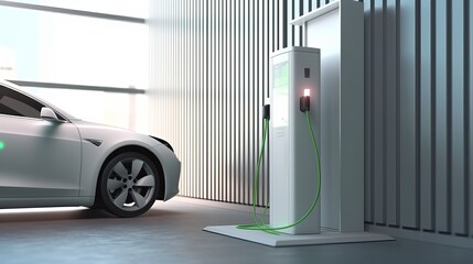 power supply for electric car charging. electric car charging station. 3d rendering generative ai