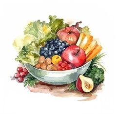 Healthy food illustration watercolor