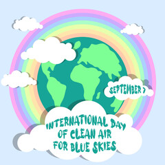 International Day of Clean Air for blue skies concept vector design September 7