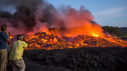 Obraz premium Volcanic eruption in the countryside of Emilia Romagna, Italy. Generative AI.