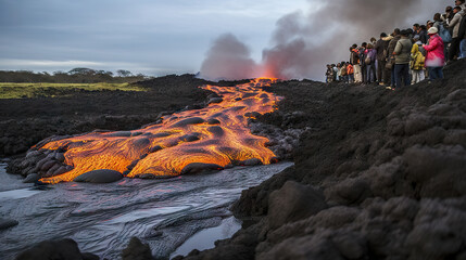 Fototapeta premium Kilauea Volcano, Big Island, Hawaii, United States. Generative AI.