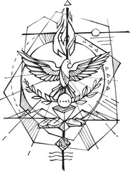 Hand drawn illustration of symbol holy spirit revives.
