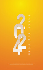 Happy new year 2024 background illustration with paper cut numbers.