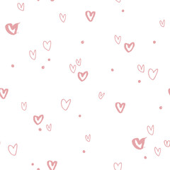 Vector hearts pattern. Pattern in grunge style. seamless background for nursery decor, fabric, children's textile, clothing, wrapping paper, paper, wallpaper.