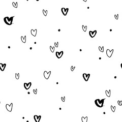 Vector pattern with hearts. Pattern in grunge style. seamless background for nursery decor, fabric, children's textile, clothing, wrapping paper, paper, wallpaper.
