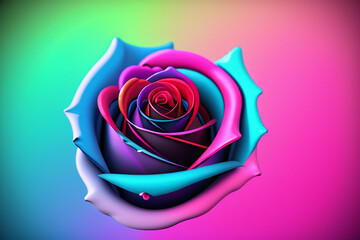 Fototapeta na wymiar pink rose on blue background. Generative AI.
