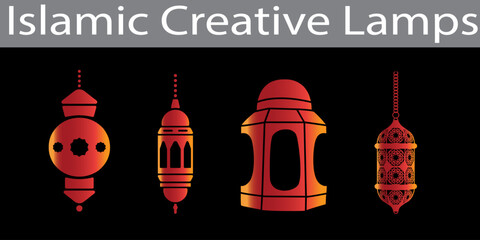 Vector illustration of an eastern lamp for an Islamic mosque or Arabian lighting for Ramadan. Islamic lamp symbols in a vector