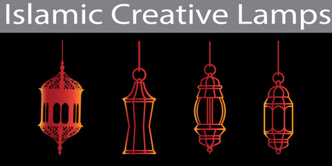 Vector illustration of an eastern lamp for an Islamic mosque or Arabian lighting for Ramadan. Islamic lamp symbols in a vector