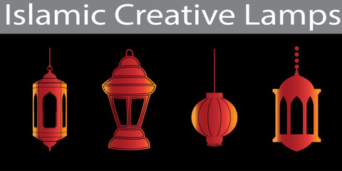 Vector illustration of an eastern lamp for an Islamic mosque or Arabian lighting for Ramadan. Islamic lamp symbols in a vector