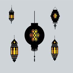 Vector illustration of an eastern lamp for an Islamic mosque or Arabian lighting for Ramadan. Islamic lamp symbols in a vector