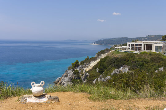 Thermal Spa Agia Paraskevi. Spa overlooking the Aegean Sea in Kassandra Halkidiki, Greece, May 20, 2023