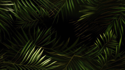 Palm leaves, green tropical pattern, leaves in the tropics forest. generative ai, generative, ai