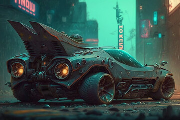 Futuristic cool cyberpunk car concept. Ai generated