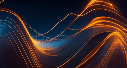 Waves of beautiful electric lines on dark background, generative ai - obrazy, fototapety, plakaty